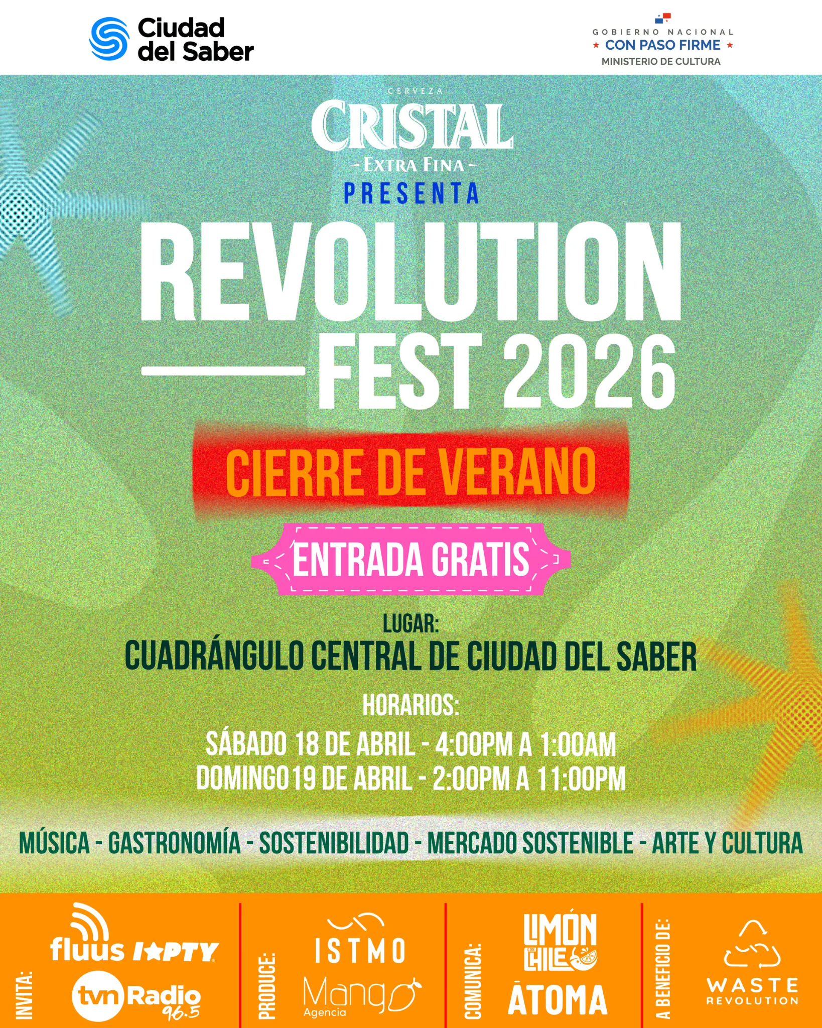 Afiche oficial de Revolution Fest 2026, 18 y 19 de abril en Ciudad del Saber